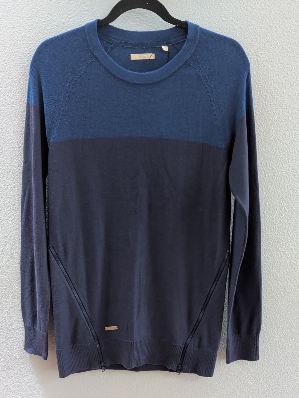 Adidas Golf Taylor Made Novelty Two-Tone Navy Blue Zip Crewneck Sweater